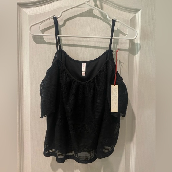 XHILARATION Black Lace Camisole open shoulder top Size Medium NWT - Picture 1 of 6